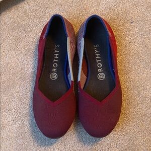 Rothy's Burgundy and Navy (Berry Colourblock) Flats
